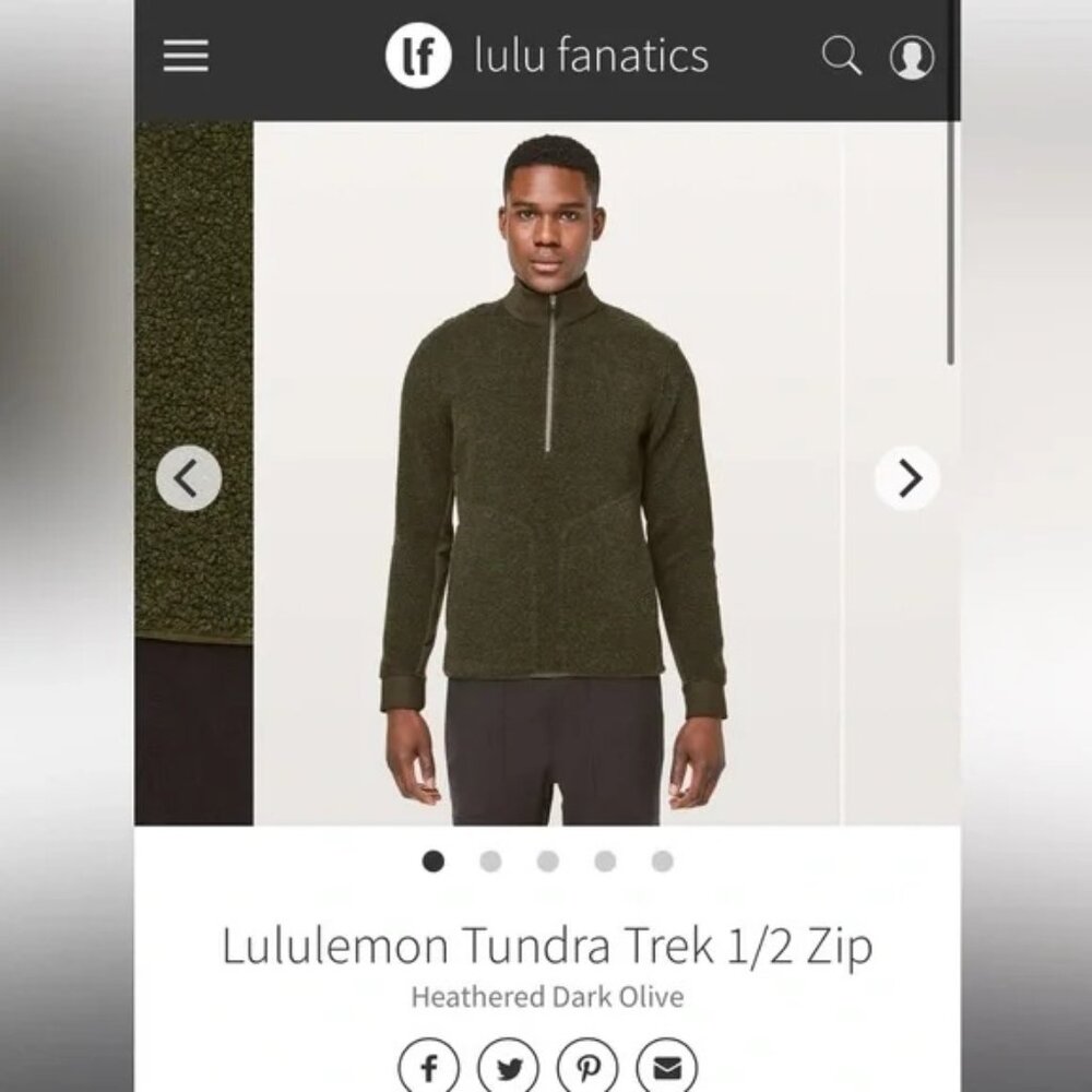 Lululemon Mens Tundra Trek 1/2 Zip